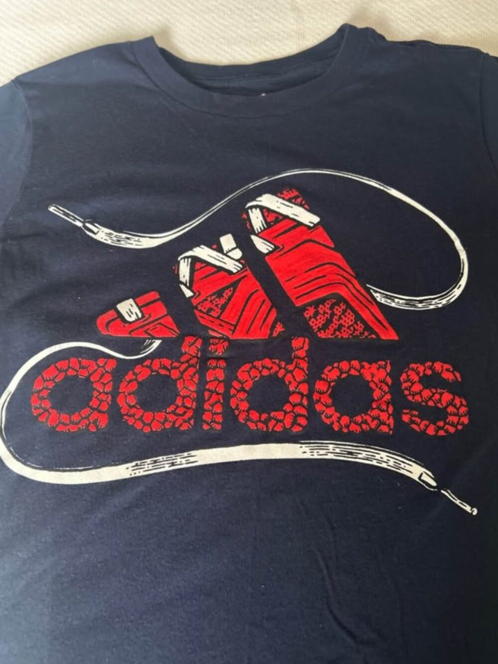 Adidas Navy Blue T-Shirt Boys Size L